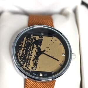 Women's Denim Wristwatch w/ Colored Studded Face | Brown